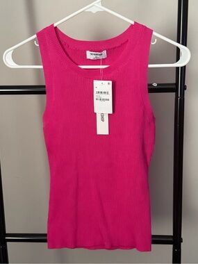 The Workshop Pink Ribbed Tank Top Size M NWT